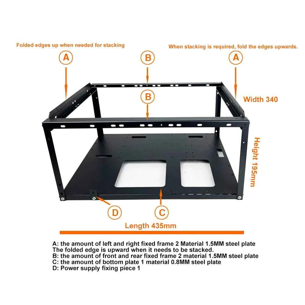 DIY Computer Motherboard Case Rack Aluminum Frame Chassis Cooling Rack Stand Open Chassis Support Bracket Good Heat Dissipation