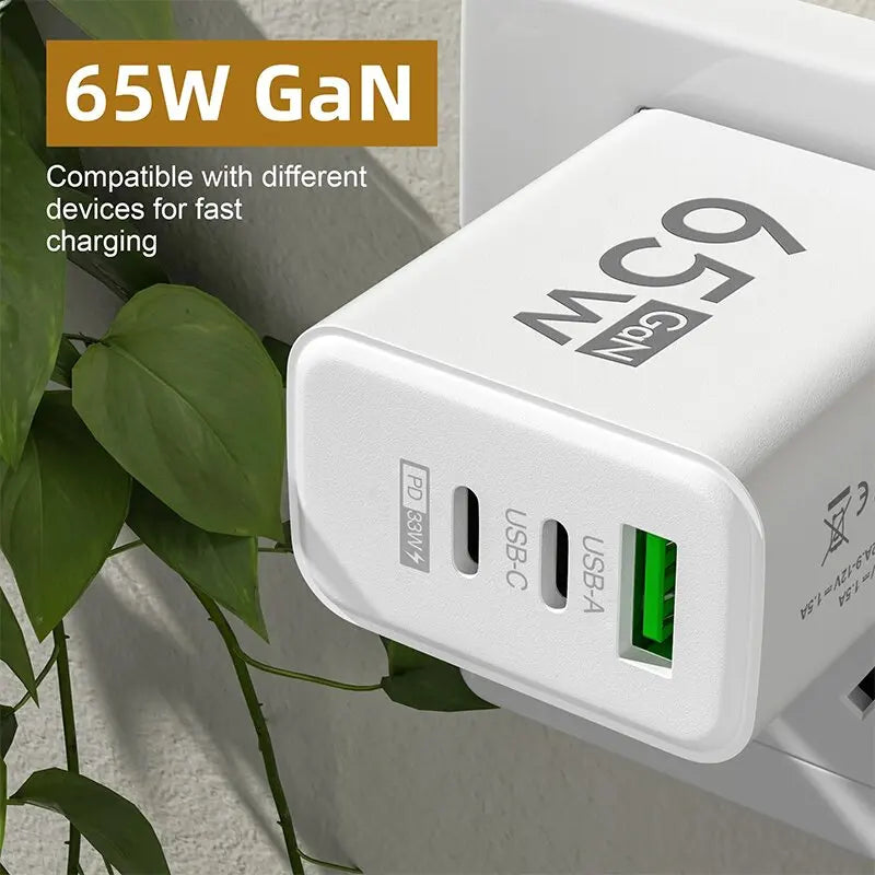 New 65W Fast Charging USB Type-C Charger US EU Plug USB PD Quick Charge 3.0 Travel Wall Phone Charger Adapter For iPhone Samsung