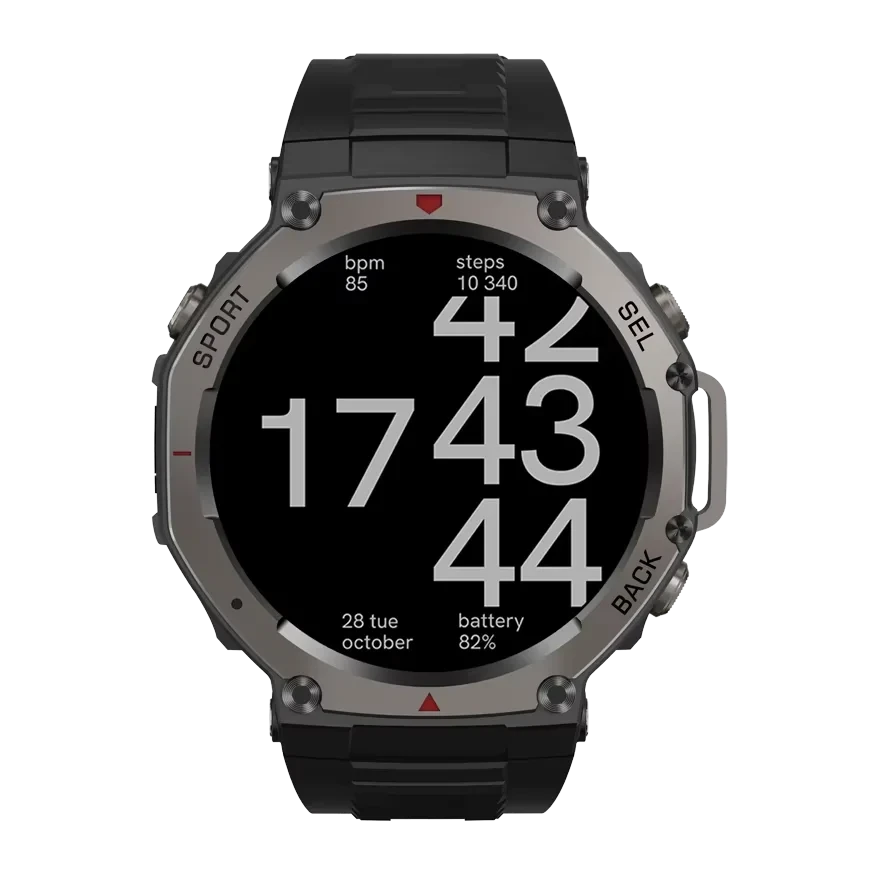New Rugged GPS DM58 Smart Watch 500mAh Battery 170 Sport Modes 5ATM Waterproof Bt Call AMOLED Display Fitness Outdoor