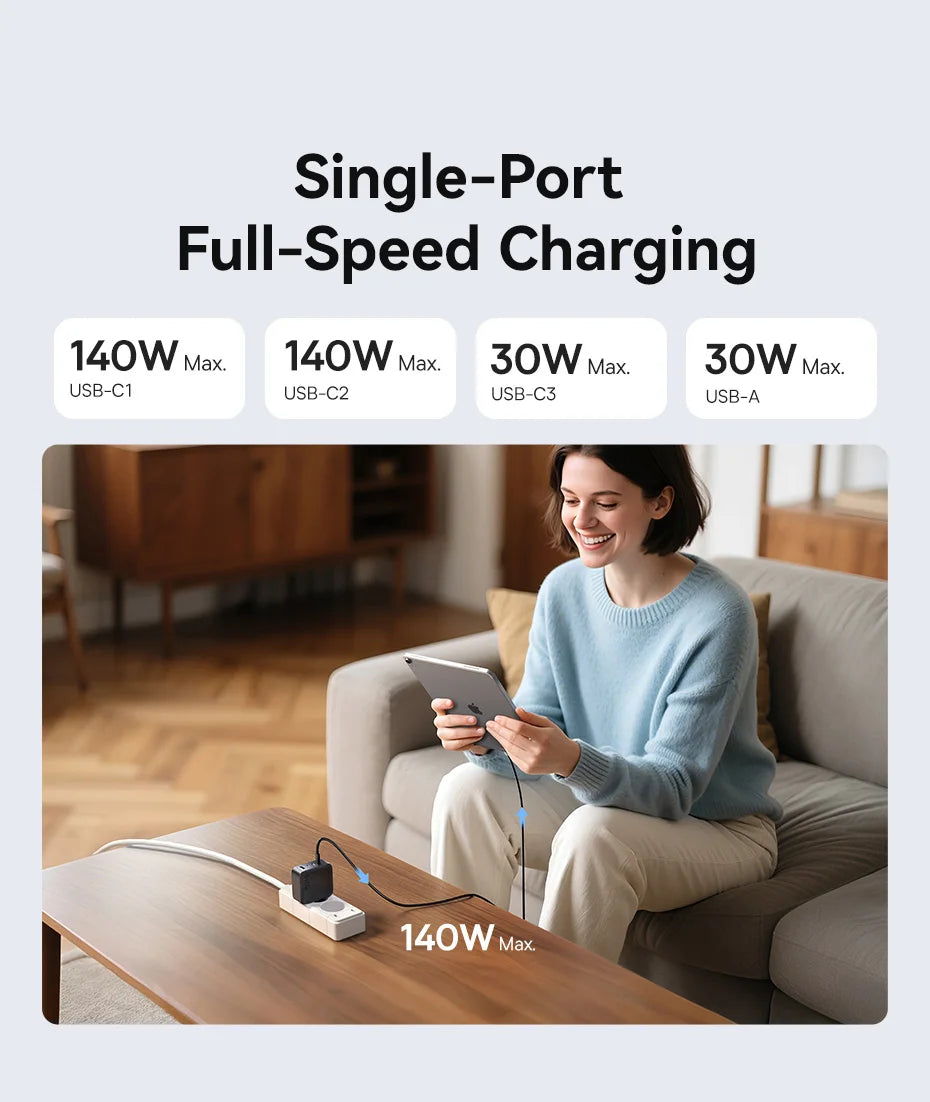 【New Sale】Baseus 140W GaN Charger PD Charger USB C Charger Fast Charge For Macbook Tablet Phone Charger For iPhone 17 16 15 14