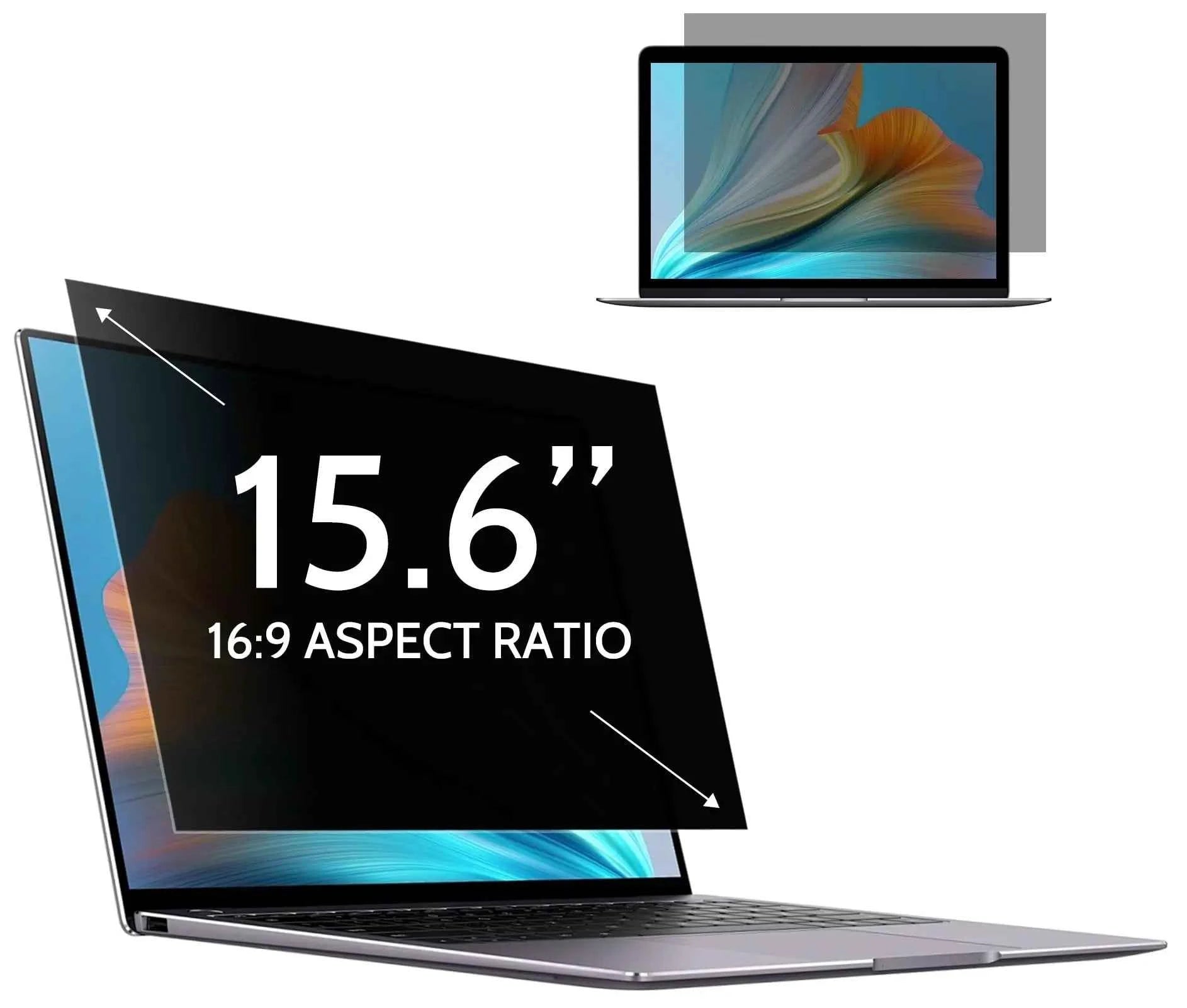 15.6 Inch Laptop Privacy Screen Filter Blue Light Blocking Anti-Glare for 16:9 Laptop Compatible with HP Dell Lenovo ASUS Acer