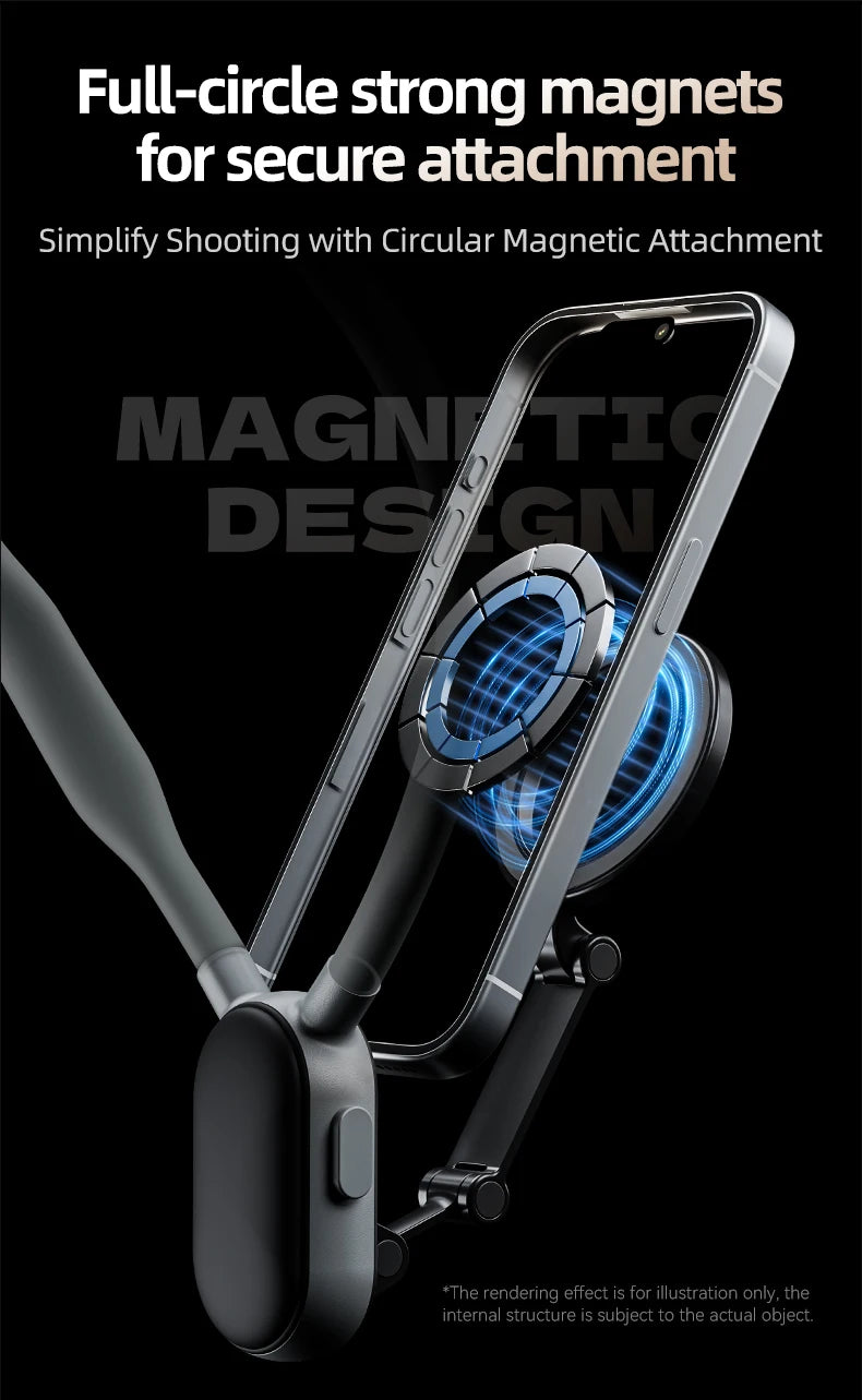TELESIN Silicone Magnetic Neck Mount Quick Release Phone Stand Universal Compatible with iPhone MagSafe Samsung Huawei Xiaomi