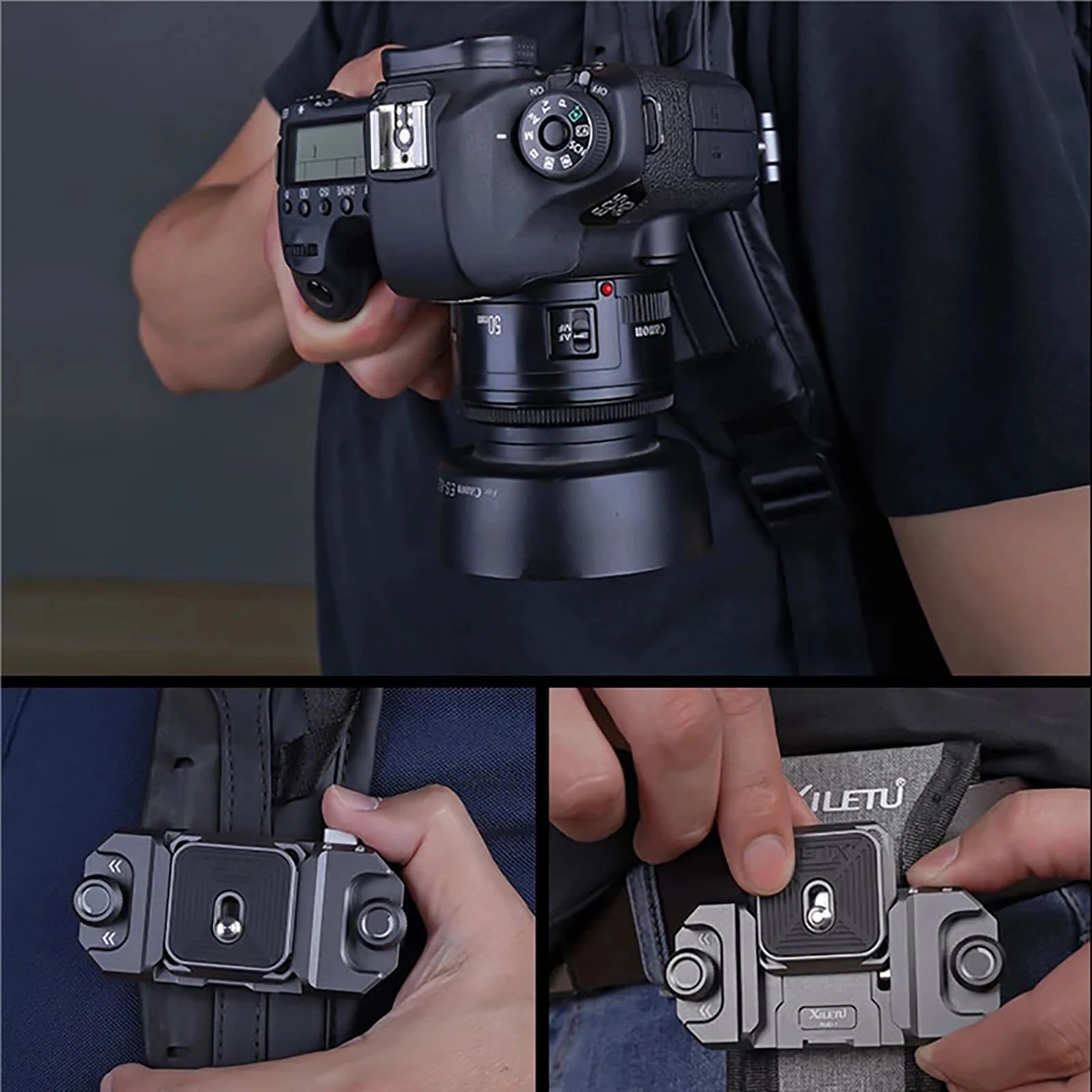 Backpack Quick Release Plate Clip Camera Quick Switch Tripod Slider Installation Adapter Camera Clip w/ Arca Swiss for Backpack