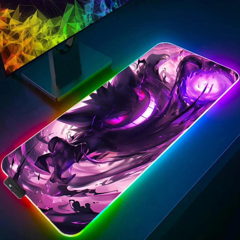 LED Light Mouse Pad Desk Mat G-gengar P-Pokémon, Computer Mousepad Backlight, Keyboard mat, Gaming Mouse Pad, RGB Carpet - WinSupport Tech