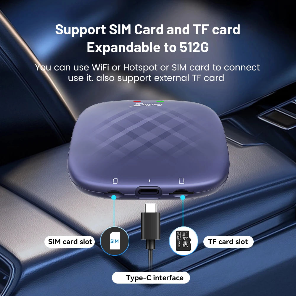 Carlinkit Ai Box Android 13 Led Wireless Android Auto & CarPlay Smart Tv Box QCM6225 Support Youtube Netflix Car Accessories