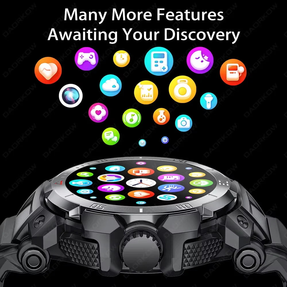 New 3 in 1 Smart Watch for Men With TWS Headset Rugged Military Bluetooth Call Fitness Tracker IP67 Waterproof for Android iOS
