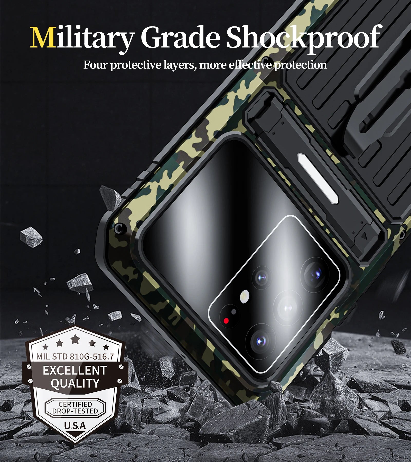 for Samsung Galaxy S22 S21 Ultra Aluminum Metal Case with Screen Protector Heavy Duty Dustproof Dropproof Shockproof Metal Case