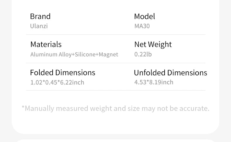ULANZI MA30 Aluminum Magnetic Phone Tripod Stand Compatible with iPhone 16 Samsung Xiaomi Huawei Vivo OPPO - Mini Bracket for Magsafe Smartphones