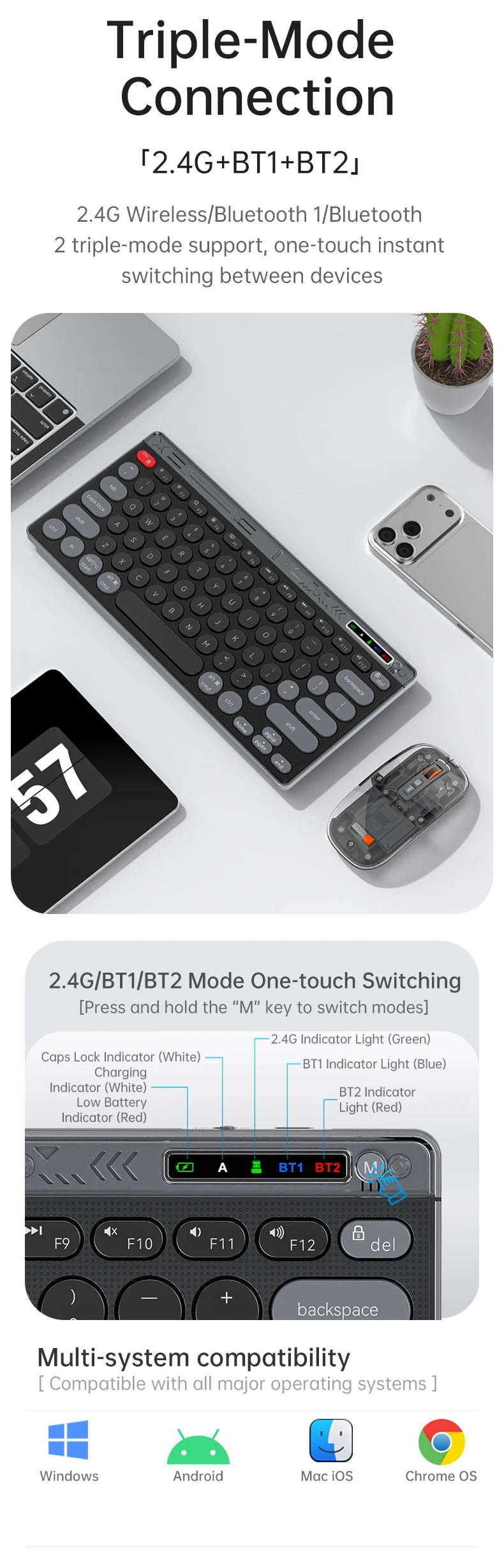 Bluetooth Wireless Keyboard Mouse Set Laptop Silent Button Charging Portable Mini Wireless Keyboard Office Typing