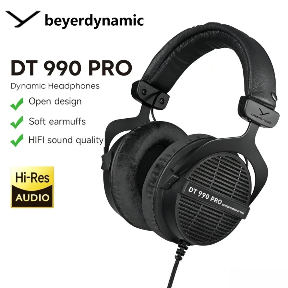 Beyerdynamic DT 990 Pro Open Back Headphone Premium HiFi Audio Comfort Wired Headset for Studio Mixing Gaming Daily DT990 Pro