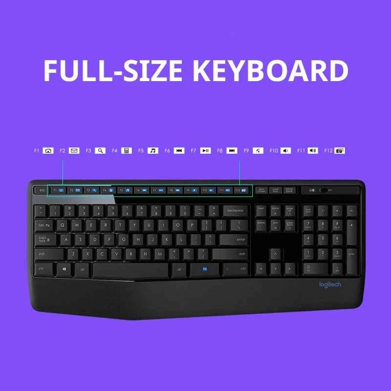 Logitech MK346P 2.4G Wireless Keyboard Mouse Combo Full Size 104 Keys Ergonomic Office Keyboard Mice Set For Desktop Laptop
