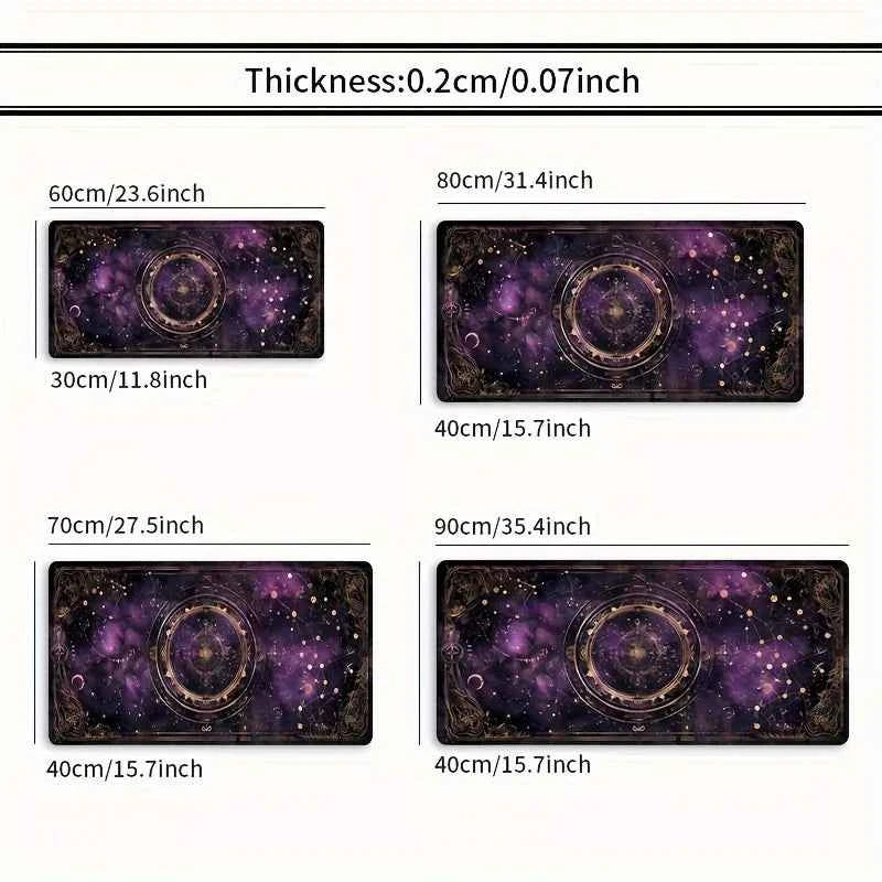 Charming Oversized Purple Card Moon and Stars Gaming Mouse Pads, Anti-slip Durable Table Pad, Suitable for Gamers and Office Use
