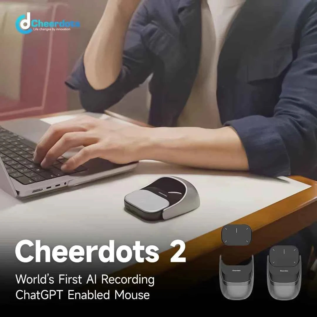 Cheerdots 2 Wireless Controll ChatGpt Detachable Air Mouse Wireless Touchpad All-in-one Pocket AI Recording Enabled Mouse Office