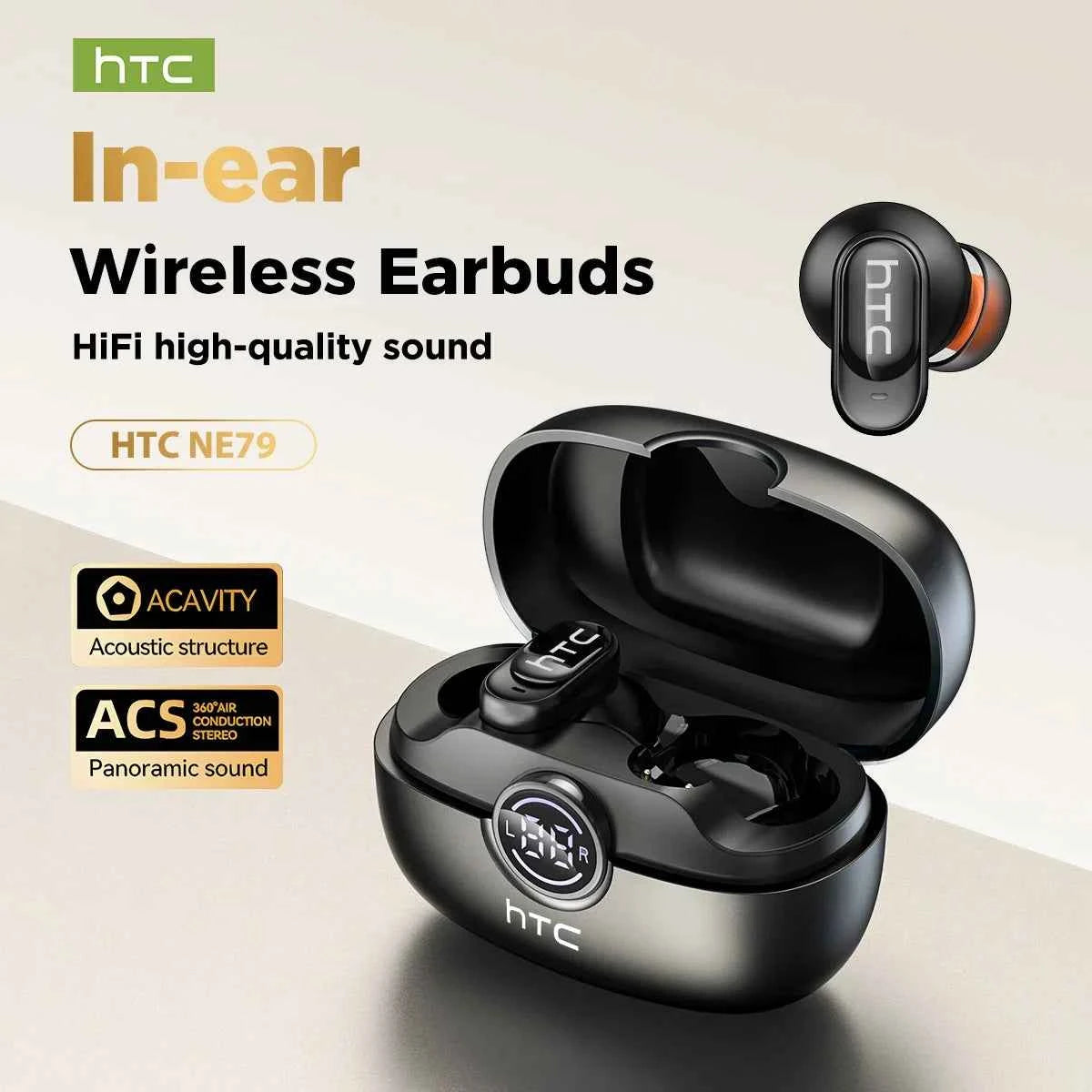 HTC NE79 TWS Wireless Bluetooth Earphones: AI Translator Earbuds Noise Cancellation Long Battery Life Premium Audio Headphones