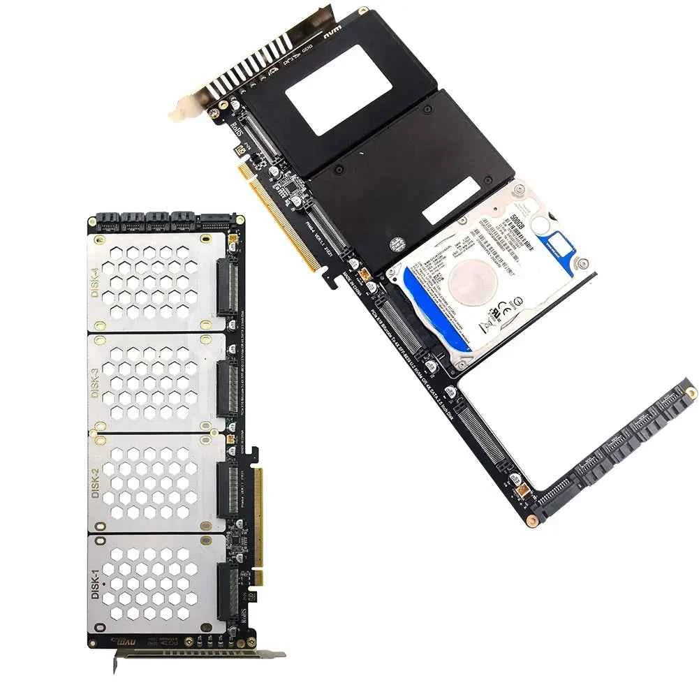 4-Port U2 NVME 2.5Inch SATA SSD Adapter Card Motherboard Support PCIe X4x4x4x4 PCIe X16 Bifurcation U.2 PCIe Adapter for PC