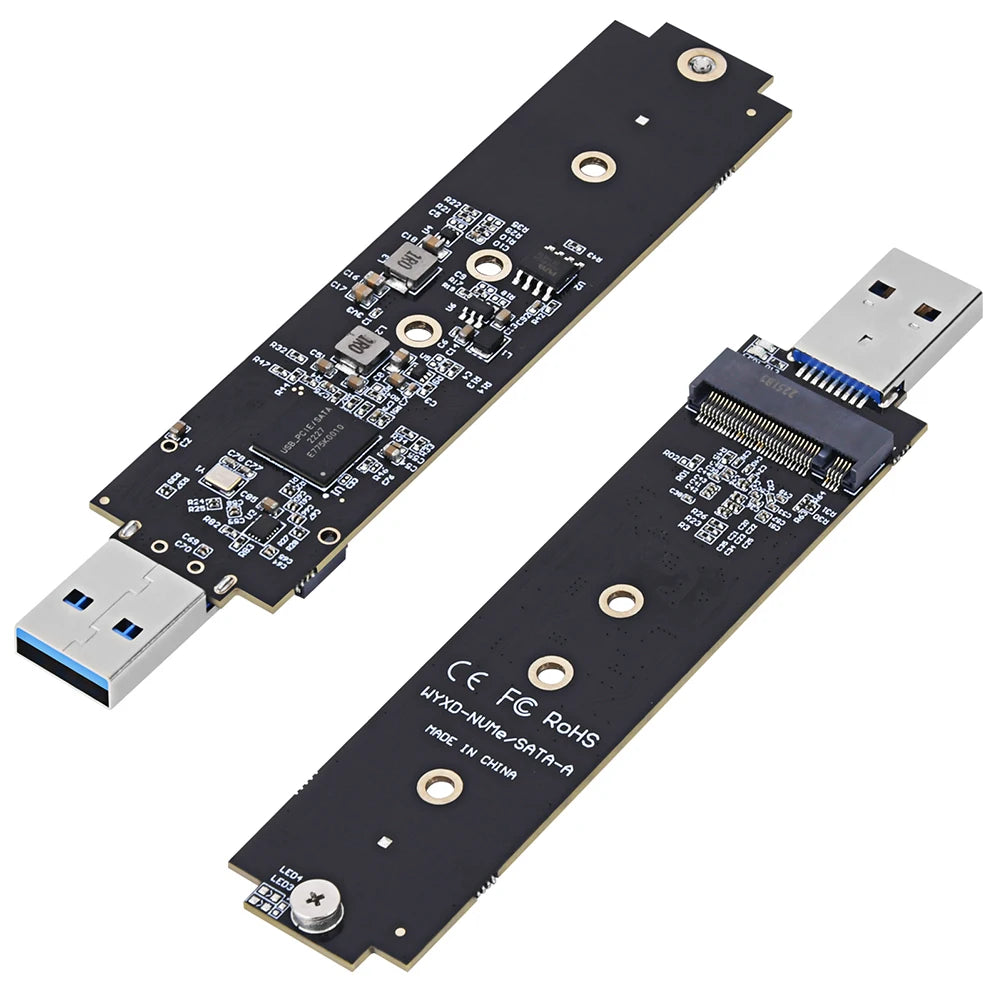 M.2 SSD SATA/NVMe To USB 3.1 Adapter B+M Key/M Key M2 To USB3.1 SSD Riser Card Hard Disk Box Adapter for 2230/2242/2260/2280 SSD