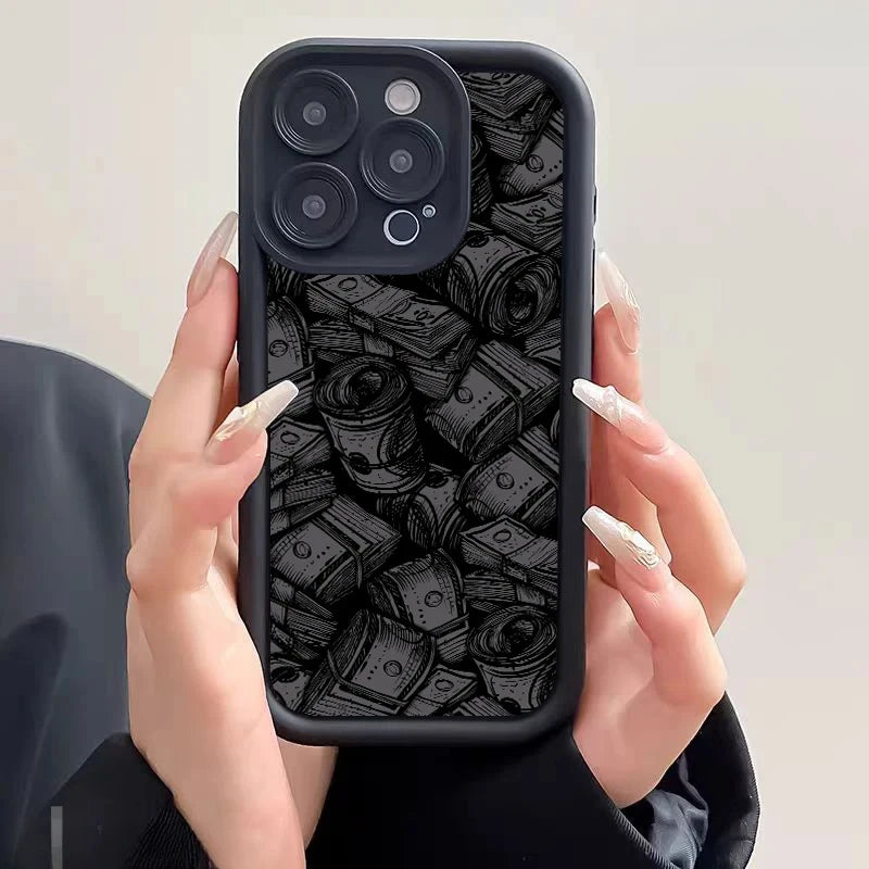 Banknote pattern phone case with soft silicone case for iPhone 16, iPhone 15 14 13 12 11 Pro Max XS X XR 7 8 15 16 Plus