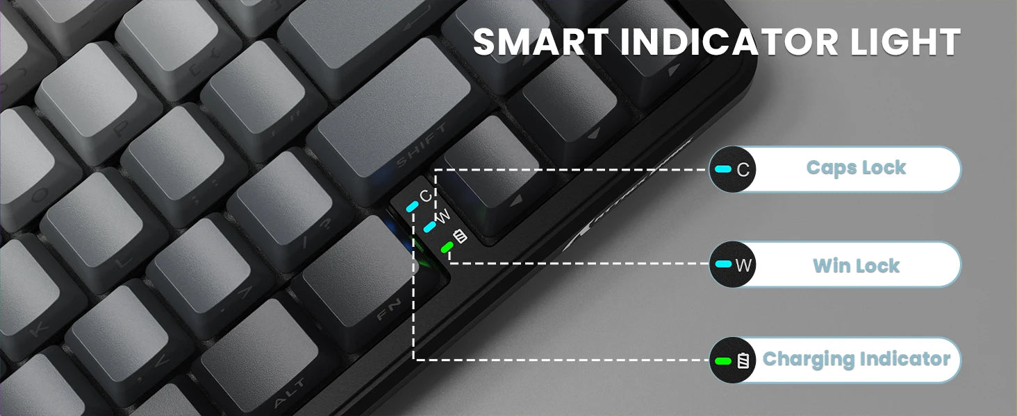 ATTACK SHARK X66 65% Wireless Mechanical Keyboard with Knob, 66 Keys Tri Mode Gasket Hot Swap RGB Gaming Keyboard 60 Percent,PBT
