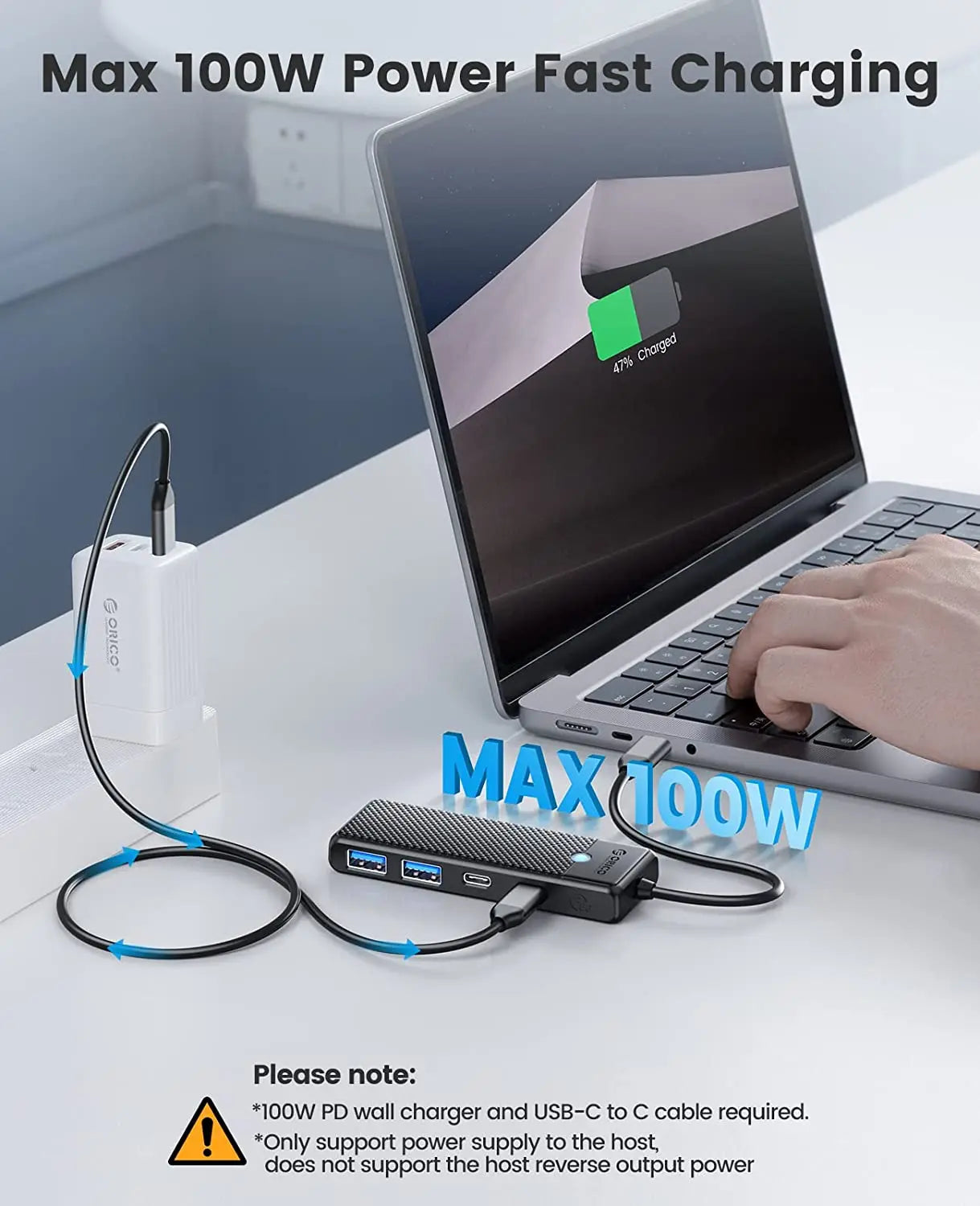 ORICO USB 3.0 HUB Adapter Port Extender PD100W Charging Port 5Gbps High-Speed Transmission hub