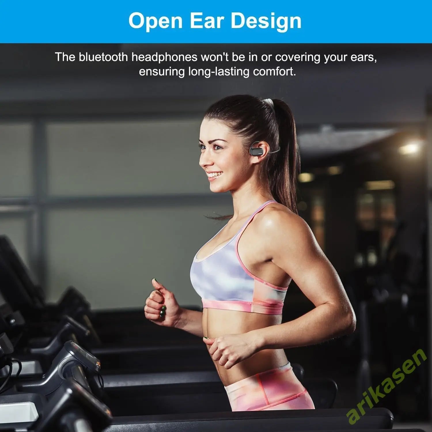 Bluetooth Headsets with Microphone Boom Noise Canceling Hands Free Call Open Ear Wireless Headphones Mute Button for Drivers Gym