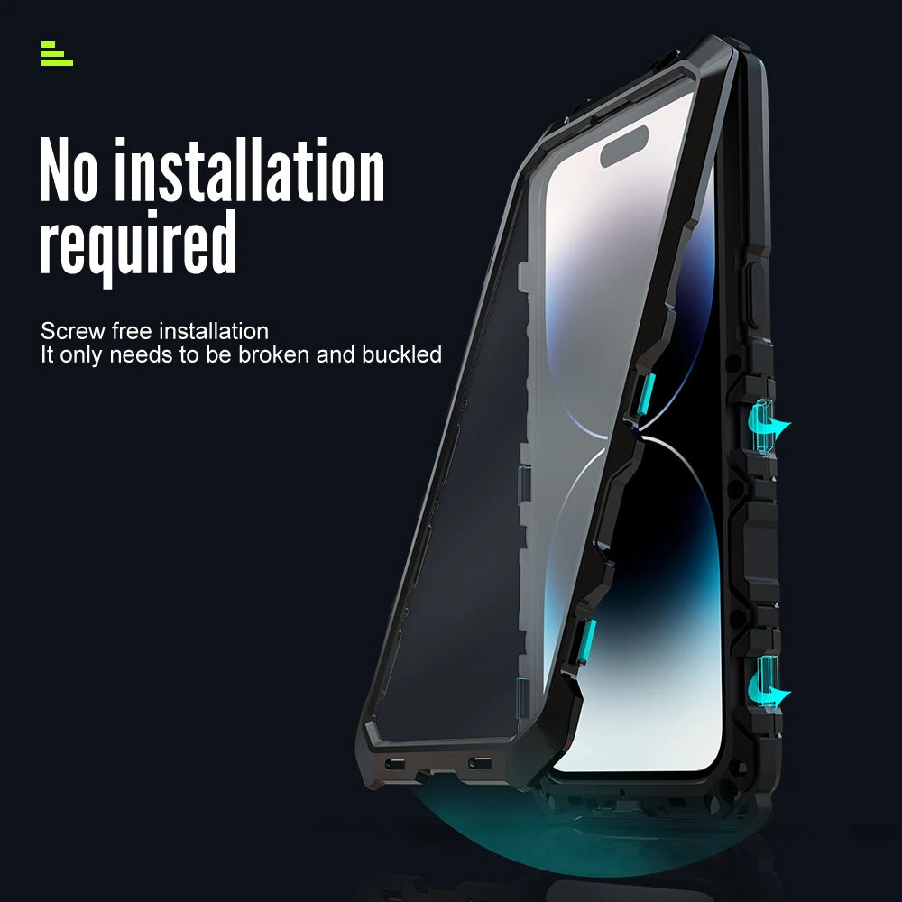 for iPhone 14 Pro Max Case Heavy Duty Protection Armor Metal Aluminum Phone Case for iPhone 14 Pro Max 14 Plus Shockproof Cover