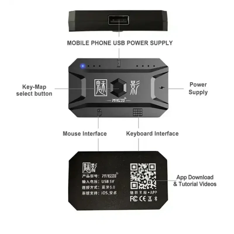 M1 Pro Gamepad Mobile Game Controller 4 in 1 Mouse Keyboard Converter BT V5.0 Programmable Adapter Support iOS Android System
