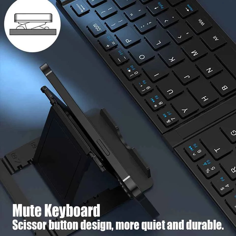 HKYC Mini two fold the third mock examination Bluetooth 2.4G keyboard and mouse set type-c charging tablet