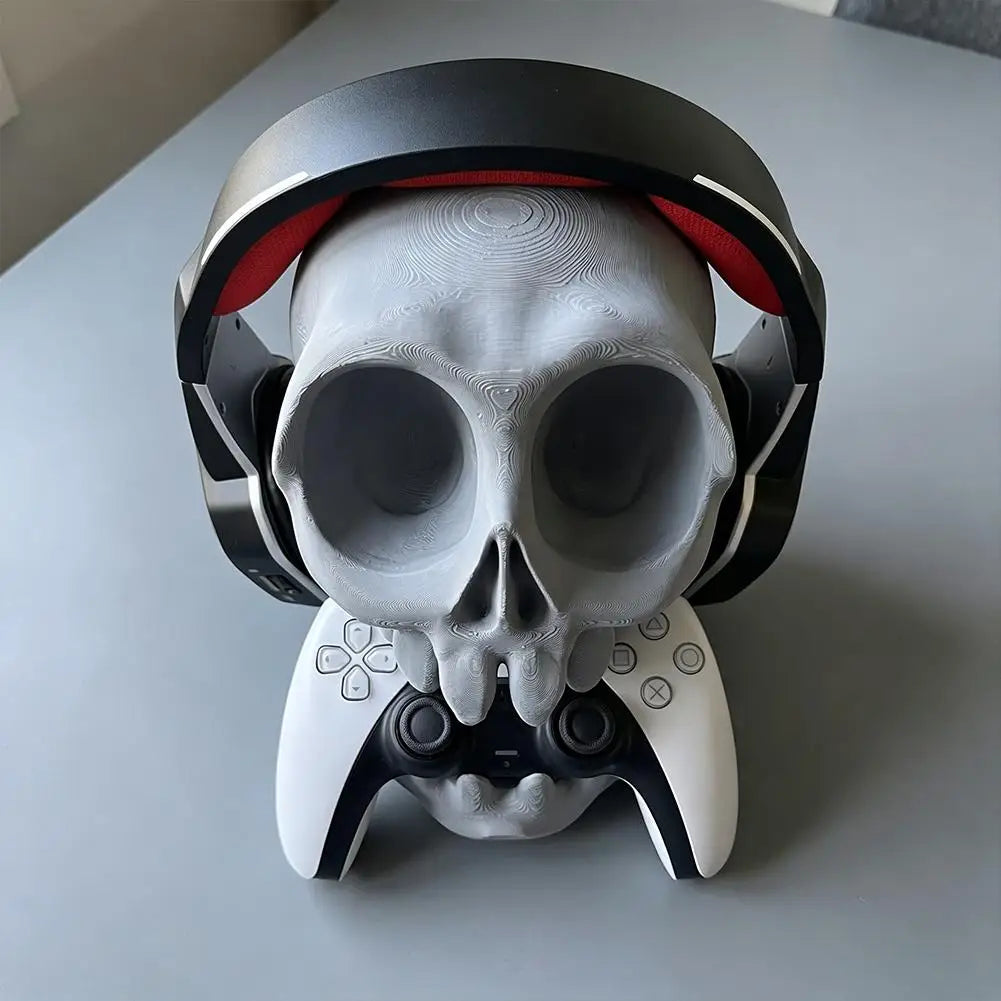 3D Printed Gaming Headset Stand Skull-Shaped Gaming Desk Organizer Desktop Storage Stand, PS5/PS4 Compatible Gamepad Stand