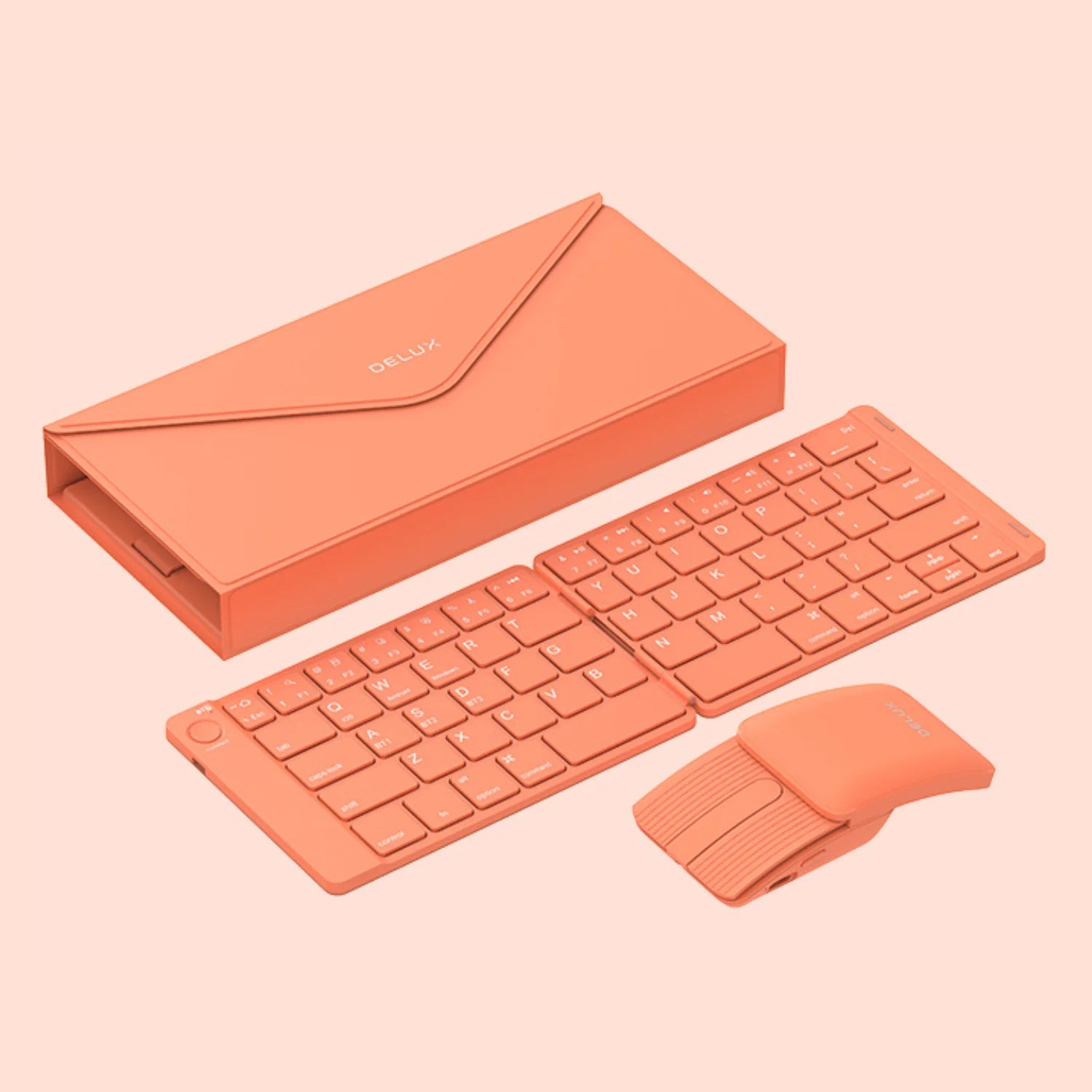 Delux Folding Keyboard Mouse Set Wireless Ultra Slim Portable Silent Kit Multi-Device Support For Windows Android IOS System