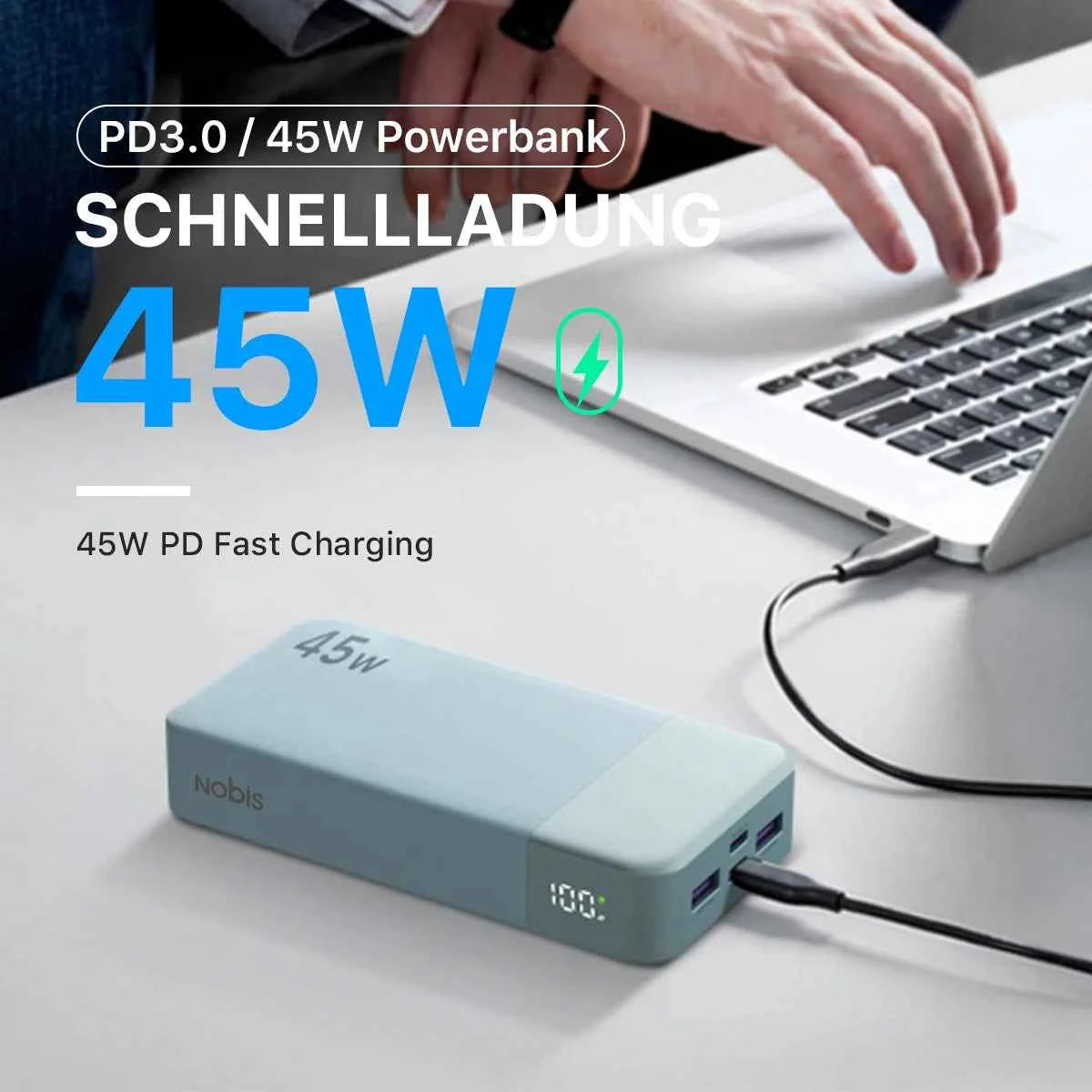 Nobis 20000mAh 45W Powerbank Fast Charge Power Bank with LED Display, Super Fast Charging Portable Charger with LED Display for iPhone 16 17