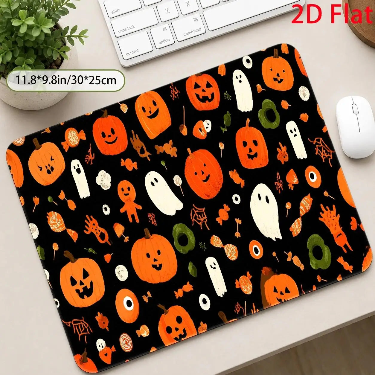 Large Spooky Pumpkins & Ghosts Mouse Pad - Stain-Resistant Suitable for Home Office & Gaming Desk Mat, Machine Washable Durable Compatible for PC, Computer