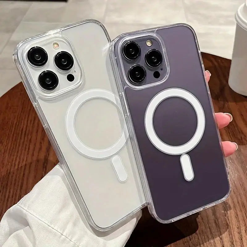 Transparent Magnetic Phone Case Supports Wireless Charging Classic and Stylish - for iPhone 17/16/15/14/13/12/11 Pro Max