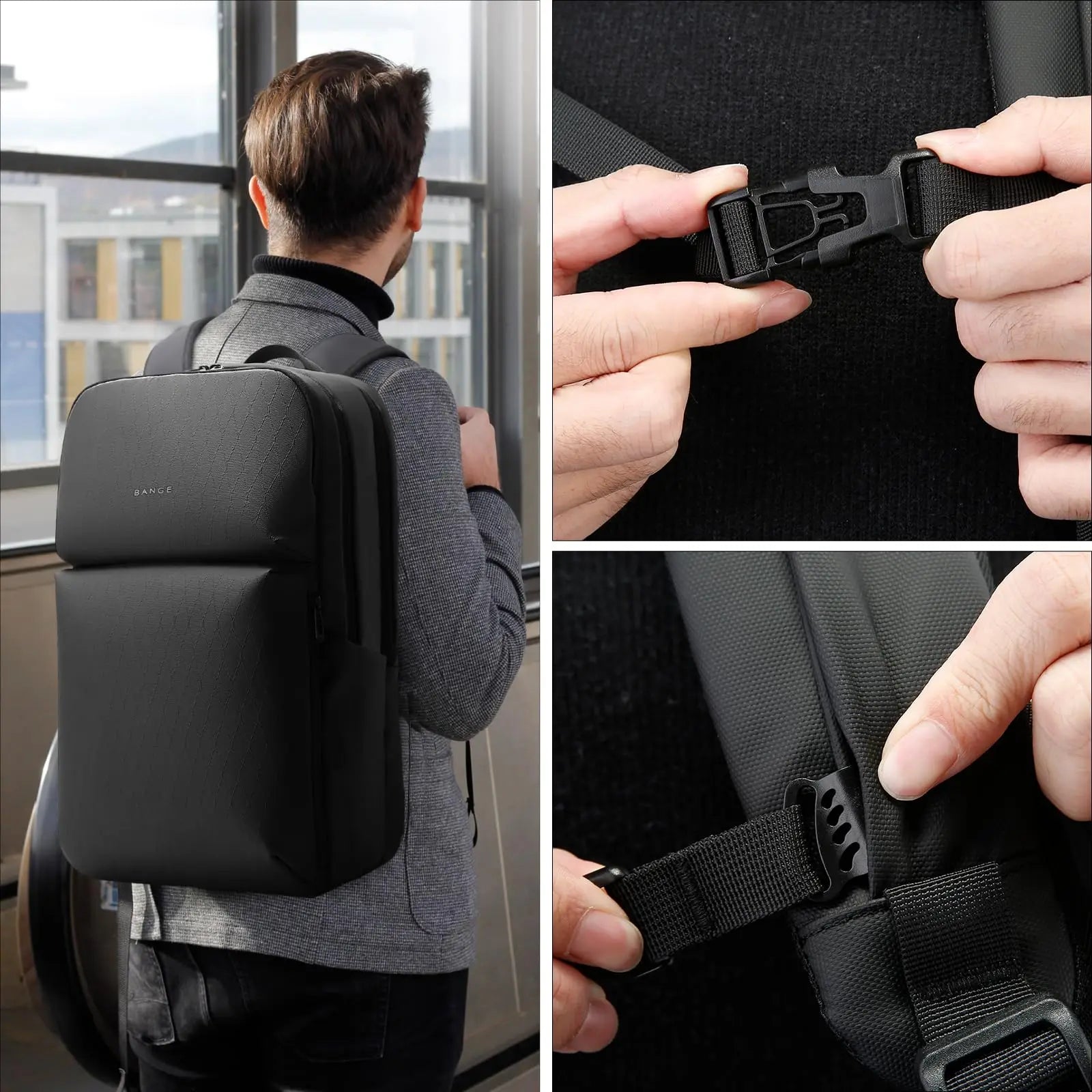BANGE Simple Design Large Capacity Laptop Backpack Water Resistant Computer Backpack Fits 16 Inch Laptop Back Pack Bag for Male