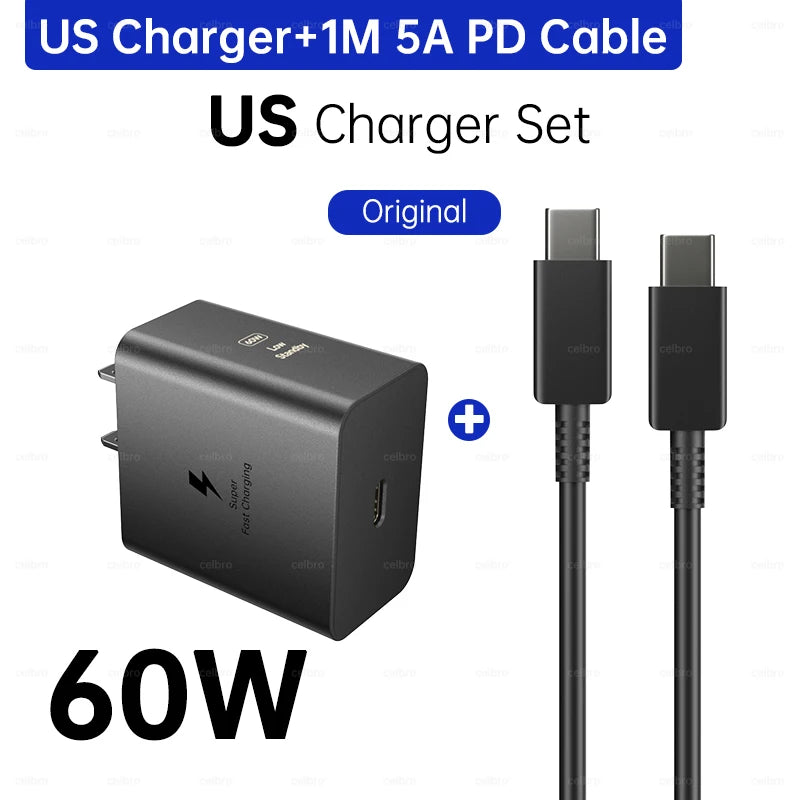 Samsung S26 Ultra original 60W Charger PD Type C Adapter EU Plug Fast Charge Samsung S25+ S25 S24 S23 S22 Ultra A57 Tab S10 S9