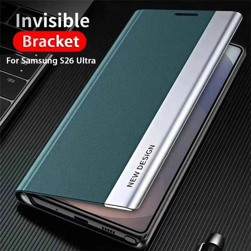 Luxury Leather Flip Case For Samsung Galaxy S26 S25 S24 S23 S22 S21 S20 Ultra Plus Edge S23 S21 S24 FE Note 20 Ultra Stand Cover