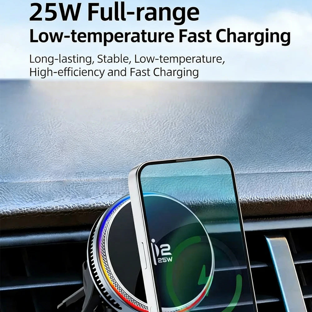 ACEFAST Qi2 25W Magnetic Wireless Car Charger Air Cooling Magnetic RGB Light Phone Holder with Car Lighter Charger For iPhone 17