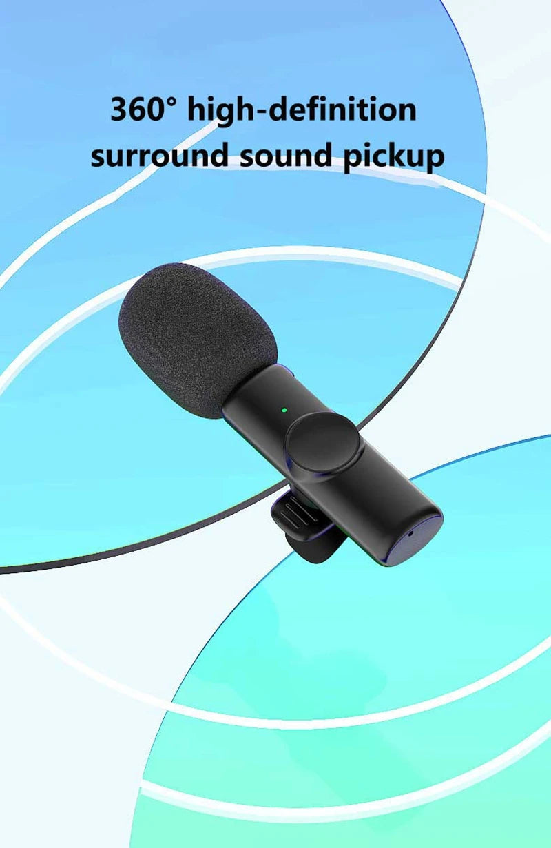 New Portable Wireless Lavalier Microphone Audio Video Recording Mini Microphone for iPhone Laptop Android Live Gaming Mic