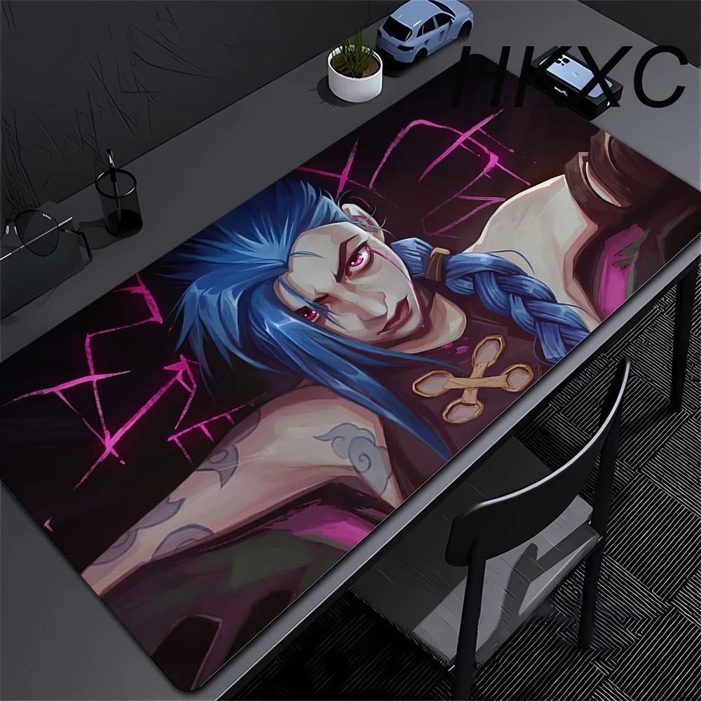 Gamer Arcane Desk Mat Large Mousepad Gamer Accessories PC Computer Keyboard Deskmat ALeague of Legends Jinx Rubber Big Mouse Pad