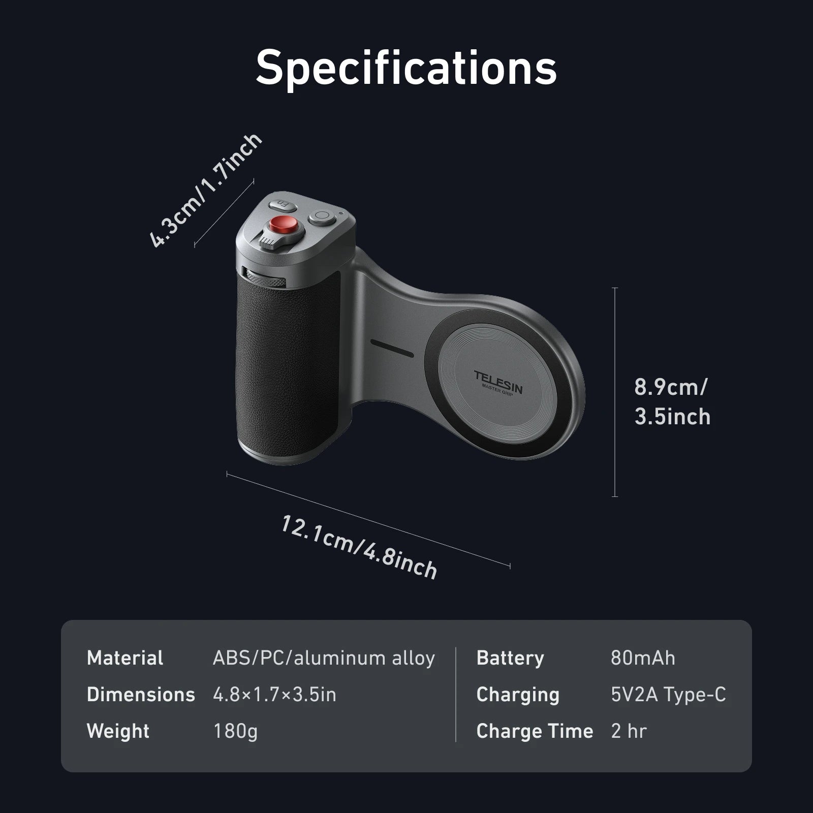 TELESIN Master Grip Kit for iPhone 17 Pro ProMax Phone Camera Magnetic Grip Graphene Case for iPhone Cooling Phone Handle Holder