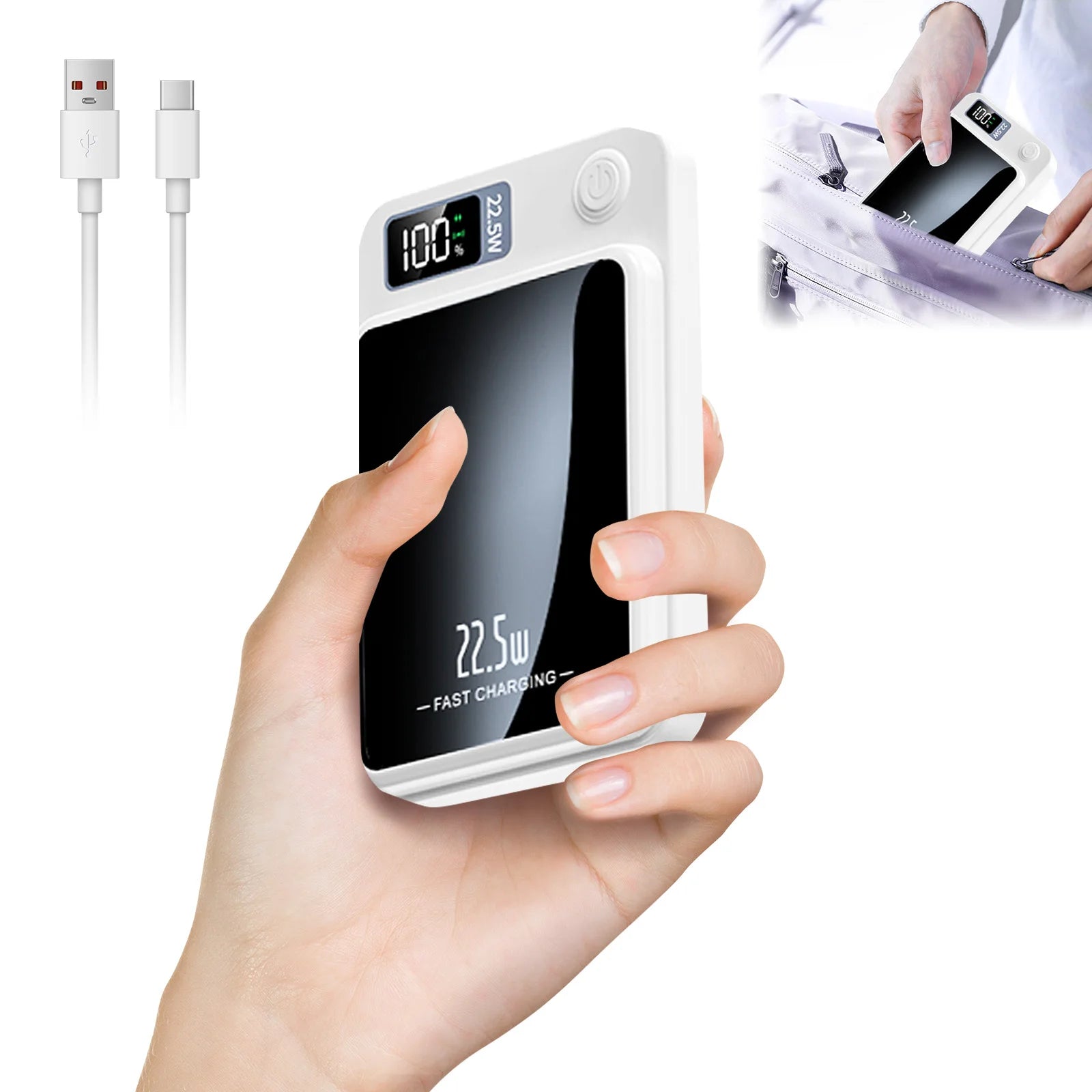 Magnetic Wireless Power Bank Fast Charging PD 22.5W 10000mAh Portable Charger USB-C External Battery For Iphone Huawei Samsung