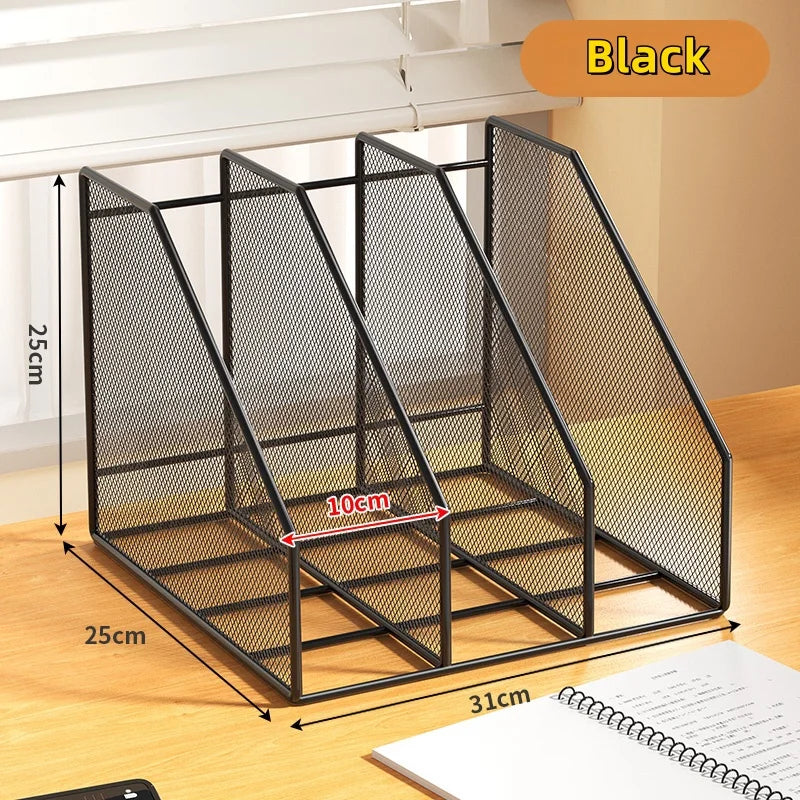 Metal File Rack Office Desk Shelf Standing Desktop File Folder File Box File Storage Box Data Rack Stationery Organizer File