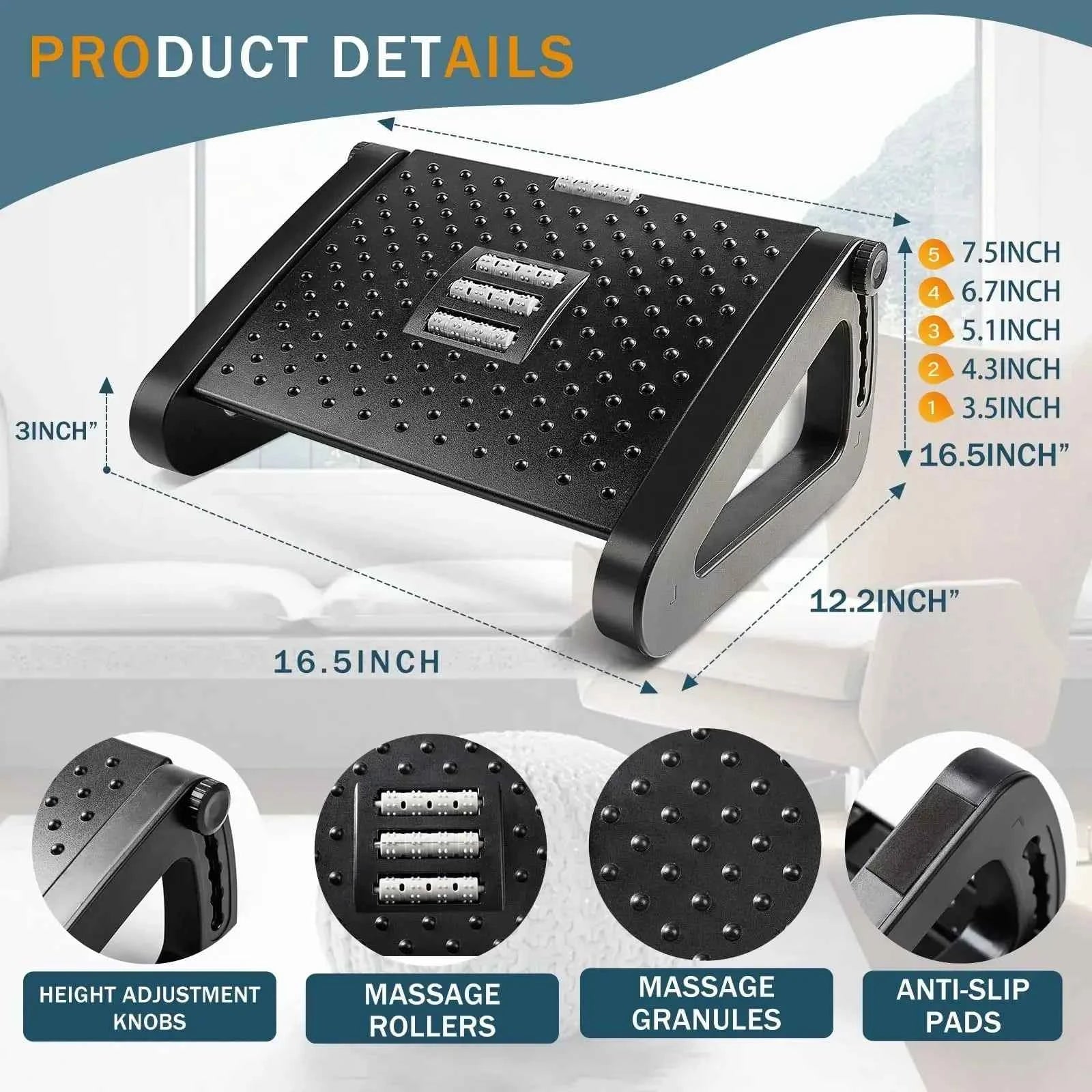 Foot Rest with Massage Surface Height Adjustable High Chair Footrest for Office Gaming Chair For Travel Work Home