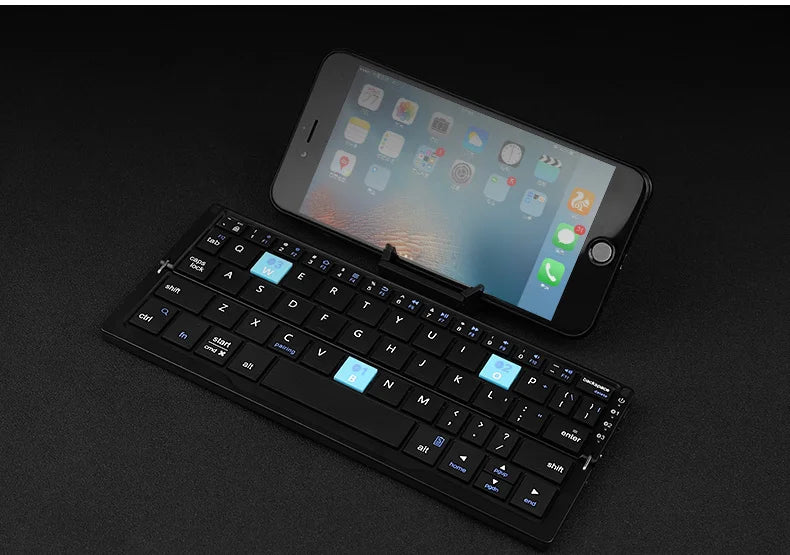Folding Mini Keyboard Wireless Bluetooth Keypad Supported 3 Devices With Stand Rechargeable Keyboard For Phone Tablet