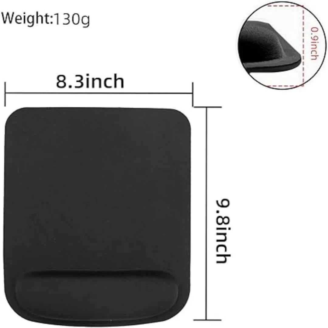 Black Mouse Pad with Wrist Support - Non-Slip Base, Comfortable Memory Foam Rest for Typing & Gaming, Reduce Wrist Fatigue