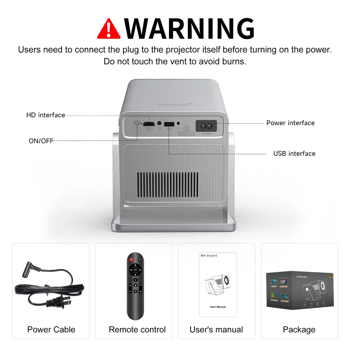 Magcubic 8K Support HD 1080P 1000ANSI X7 Projector With 5W Speaker Android 14 WiFi6 BT5.4 Outdoor Video Home Theater Projector