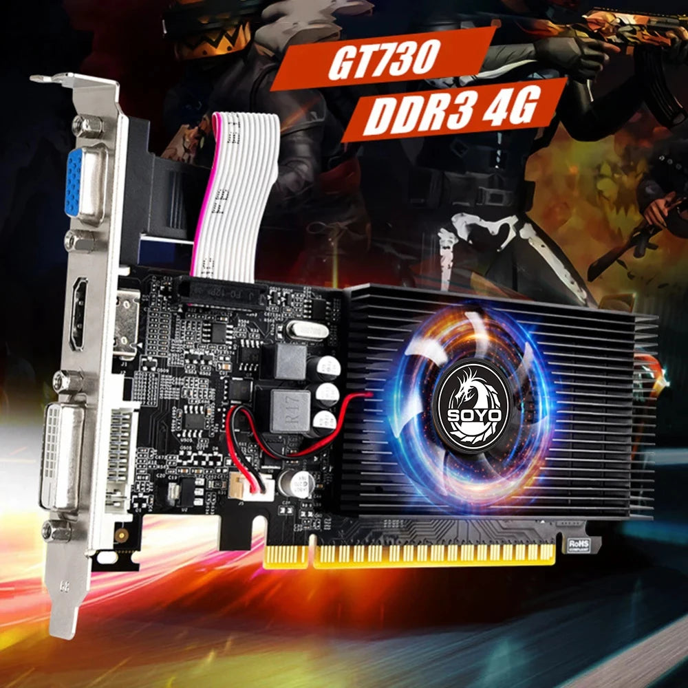SOYO GT730 4GB Half-height Graphics Card GDDR3 GPU 128Bit HDMI compatible PCI-E 3.0 Placa De Video for Desktop Computer