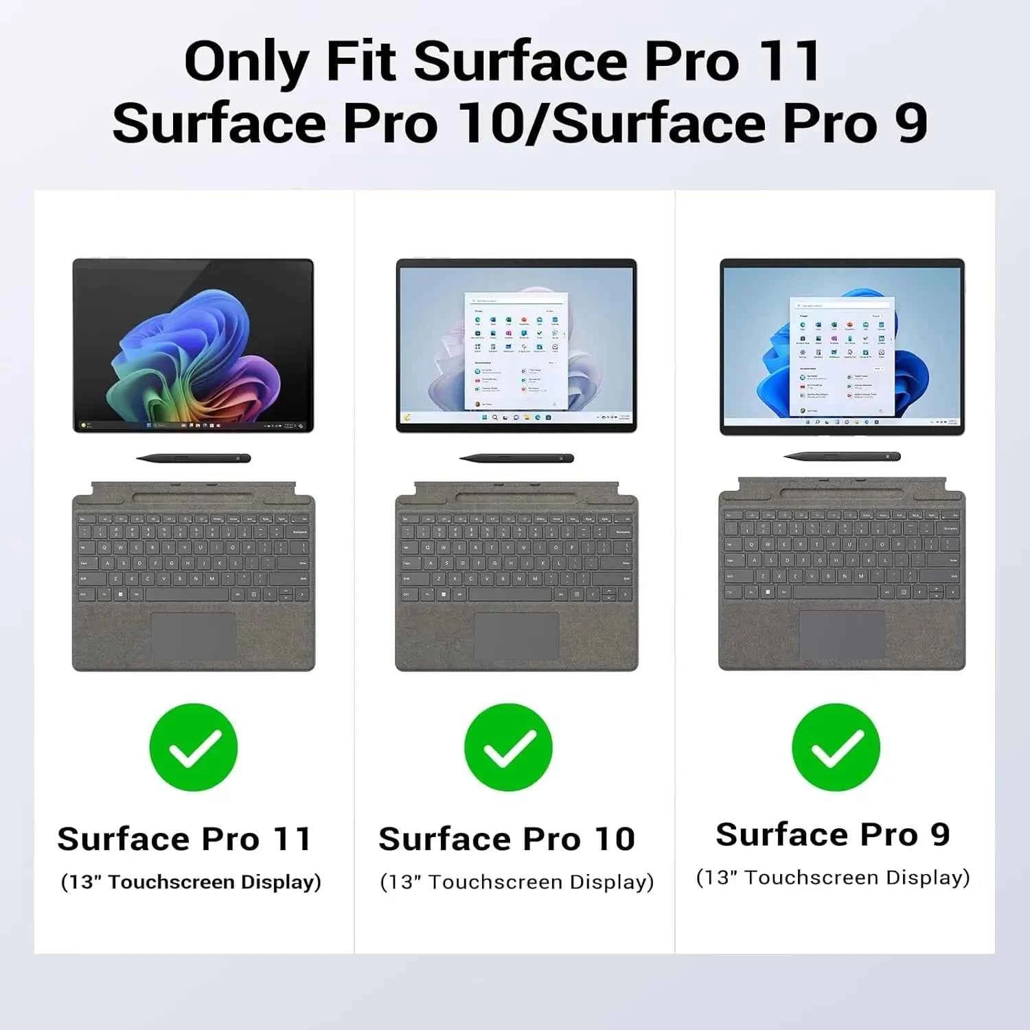 Case for Microsoft Surface Pro 11, Surface Pro 10, Surface Pro 9 13 Inch, All-in-One Rugged Cover with Kickstand Protective Case