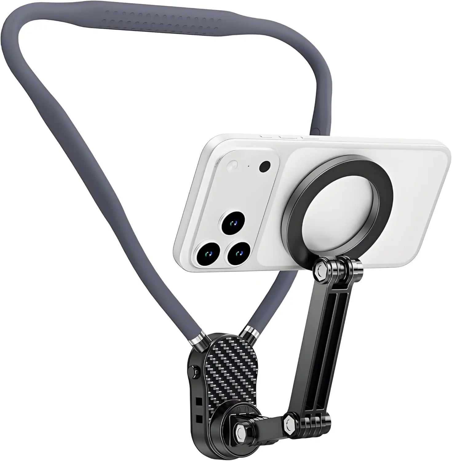 Magnetic Neck Phone Holder, POV/Vlog Recording Selfie Hand Free Neck Mount, Cooking/Riding Video Fliming, Anti-Shake Chest Strap