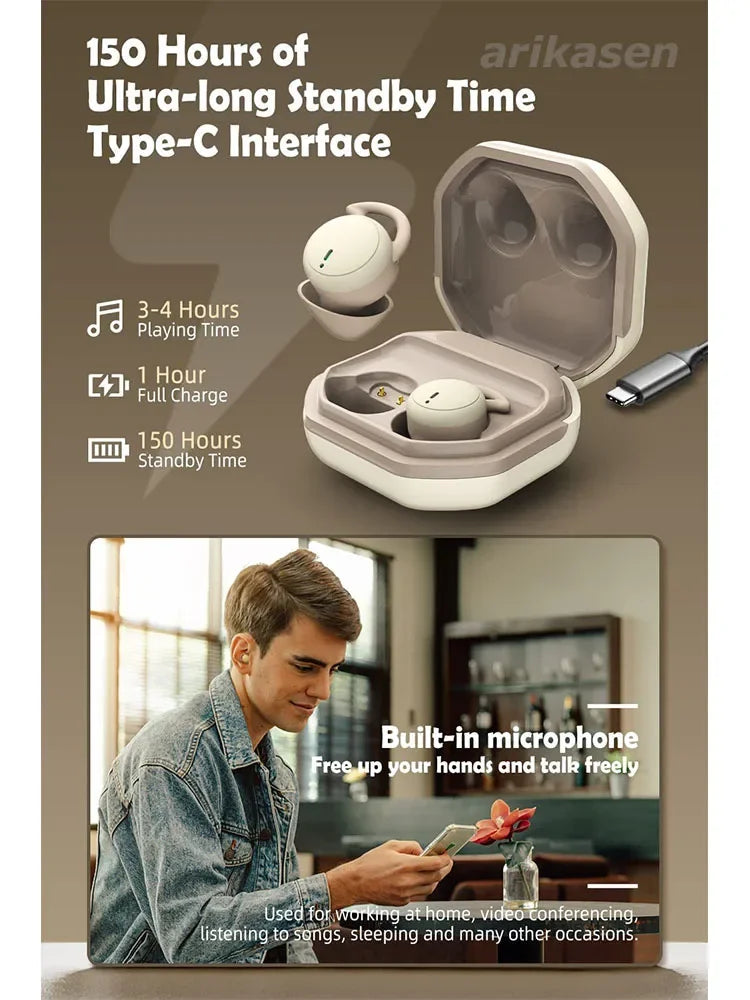 Bluetooth Earbuds,Wireless Sleep Ear Buds,Invisible Noise Cancelling Earphones,Bluetooth  Sleeping Headset for Small Ears Canal
