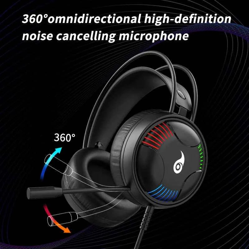 LDON L523 Professional Wired Gaming Headset with Microphone LED and USB plug Suitable for Multiple Devices Laptop Desktop